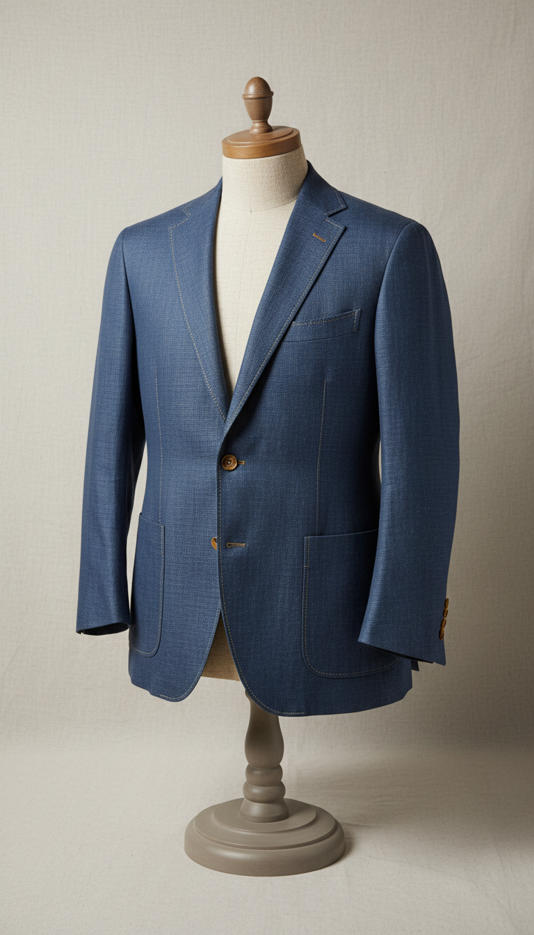 Estate blue linen bespoke blazer