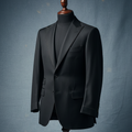 Obsidian black wool bespoke suit