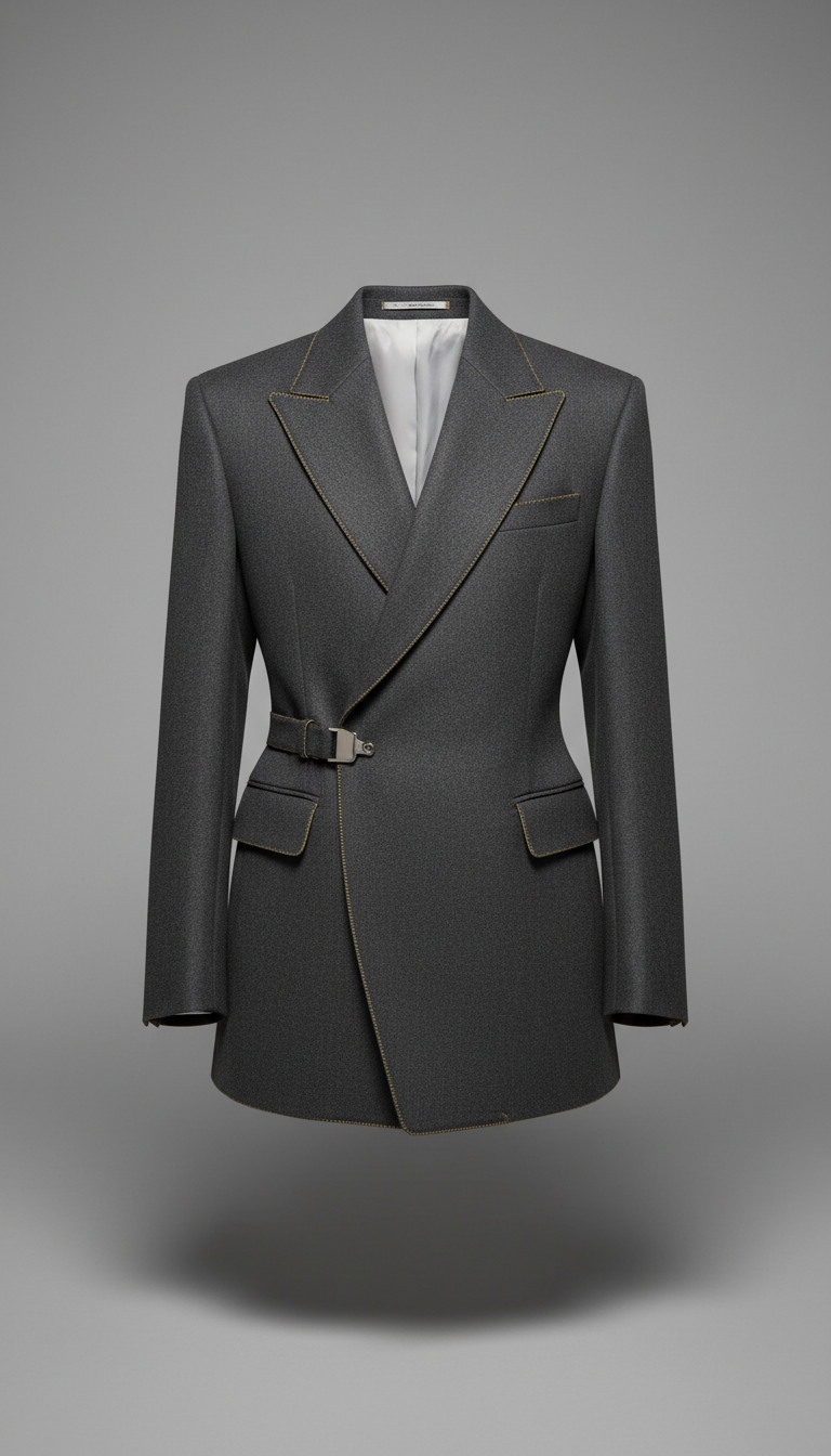 Asymmetric Wool Gallery Blazer