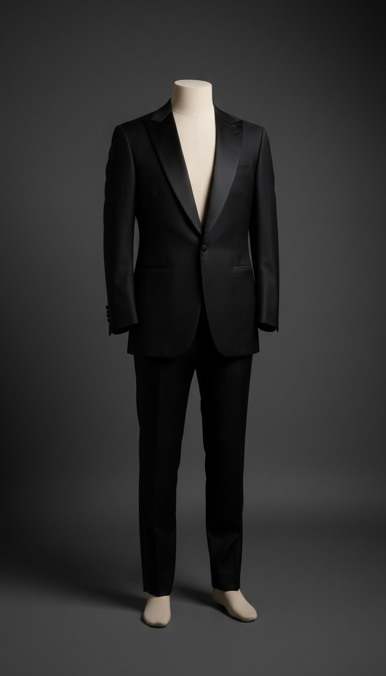 Midnight black tuxedo with silk lapel